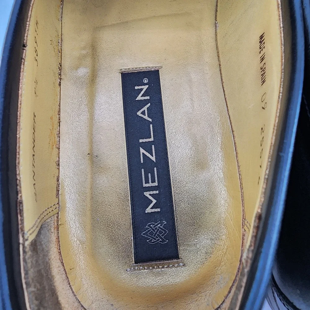 Mezlan Santander Dress Shoes Mens 9.5 Black Leather‎ Tassel Kiltie Loafer Spain